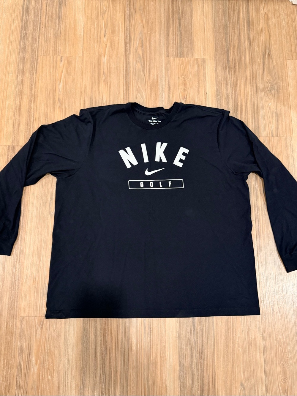 Nike Golf Men's XXL Long-Sleeve Black Logo Shirt
